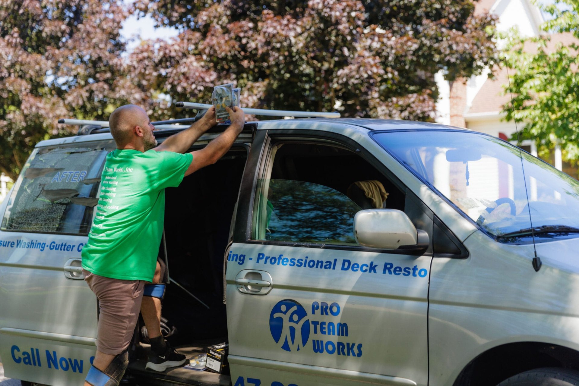 Pro Team Works service van on a job in Arlington Heights, Illinois