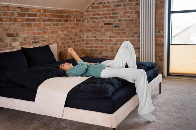 Woman laying on the bed