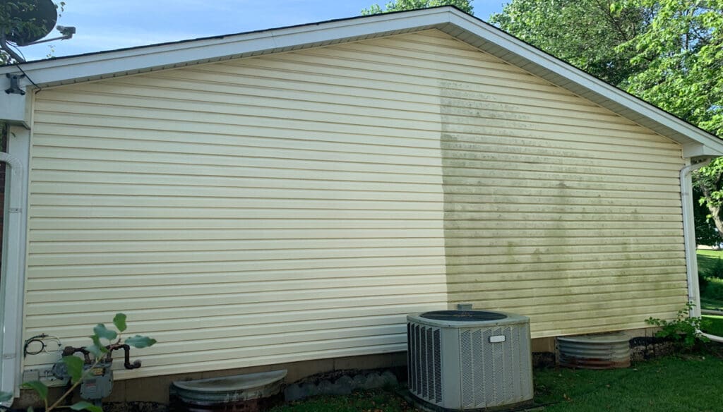 a house with a dirty wall